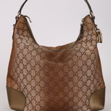 Gucci Beige Metallic Monogram Heart Bit Hobo