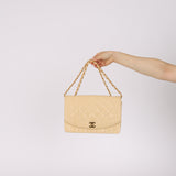 Rare Chanel 1993 Vanilla Caviar Medium Diana Flap 24K GP