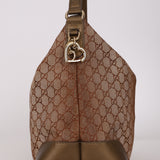 Gucci Beige Metallic Monogram Heart Bit Hobo