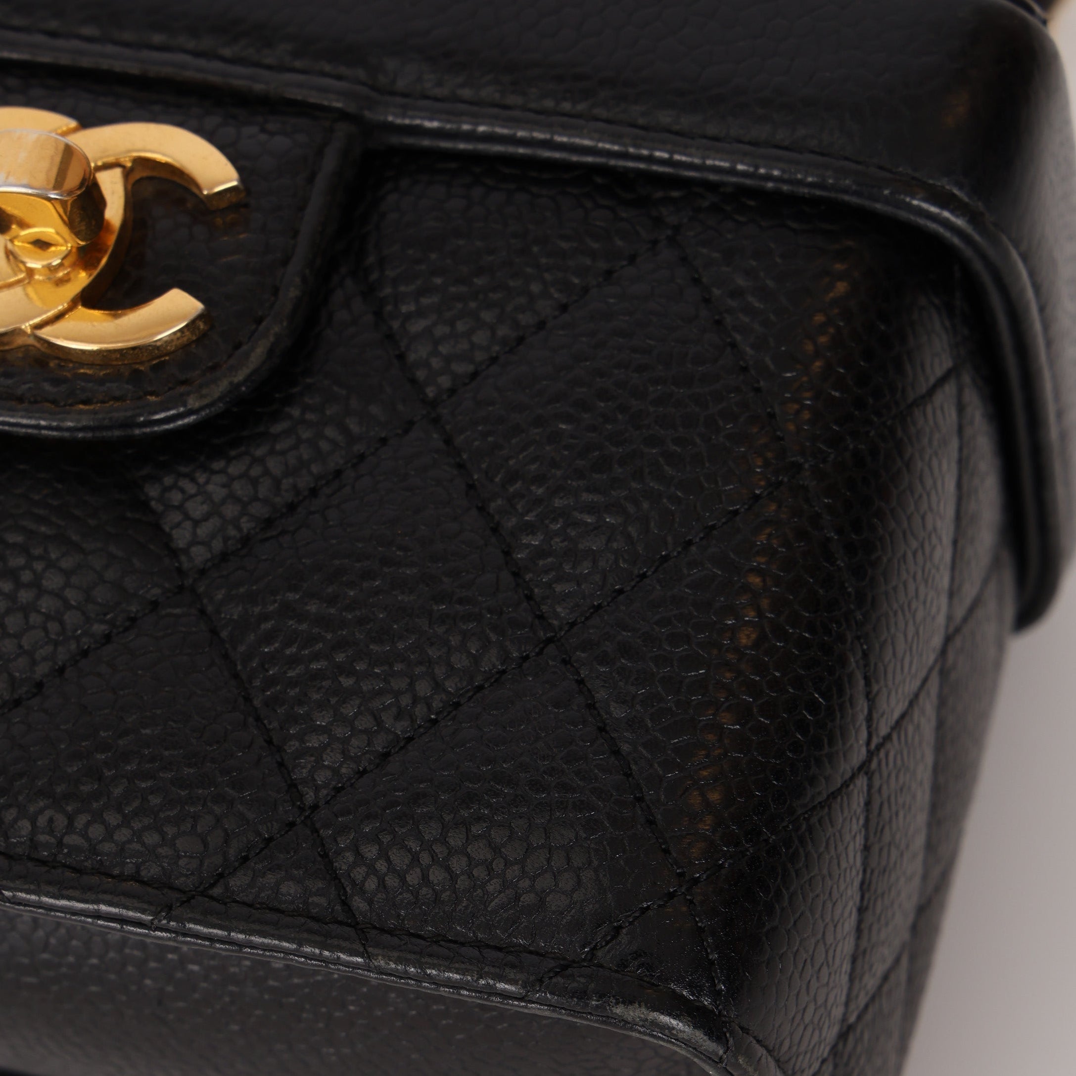 Ultra-Rare Chanel Mini Rectangular Vanity Bag Black Caviar 1997 24K GP