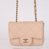 Chanel 2020 Nude Caviar Flap Belt Bag GHW