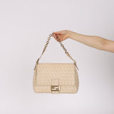 Fendi Cream Zucchino Chain Mamma Forever Baguette