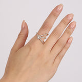 18K Yellow Gold Diamond Crossover Halo Ring, Size US 8