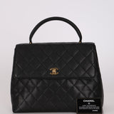 Chanel 1993 Caviar Jumbo Kelly Top Handle 24K GP