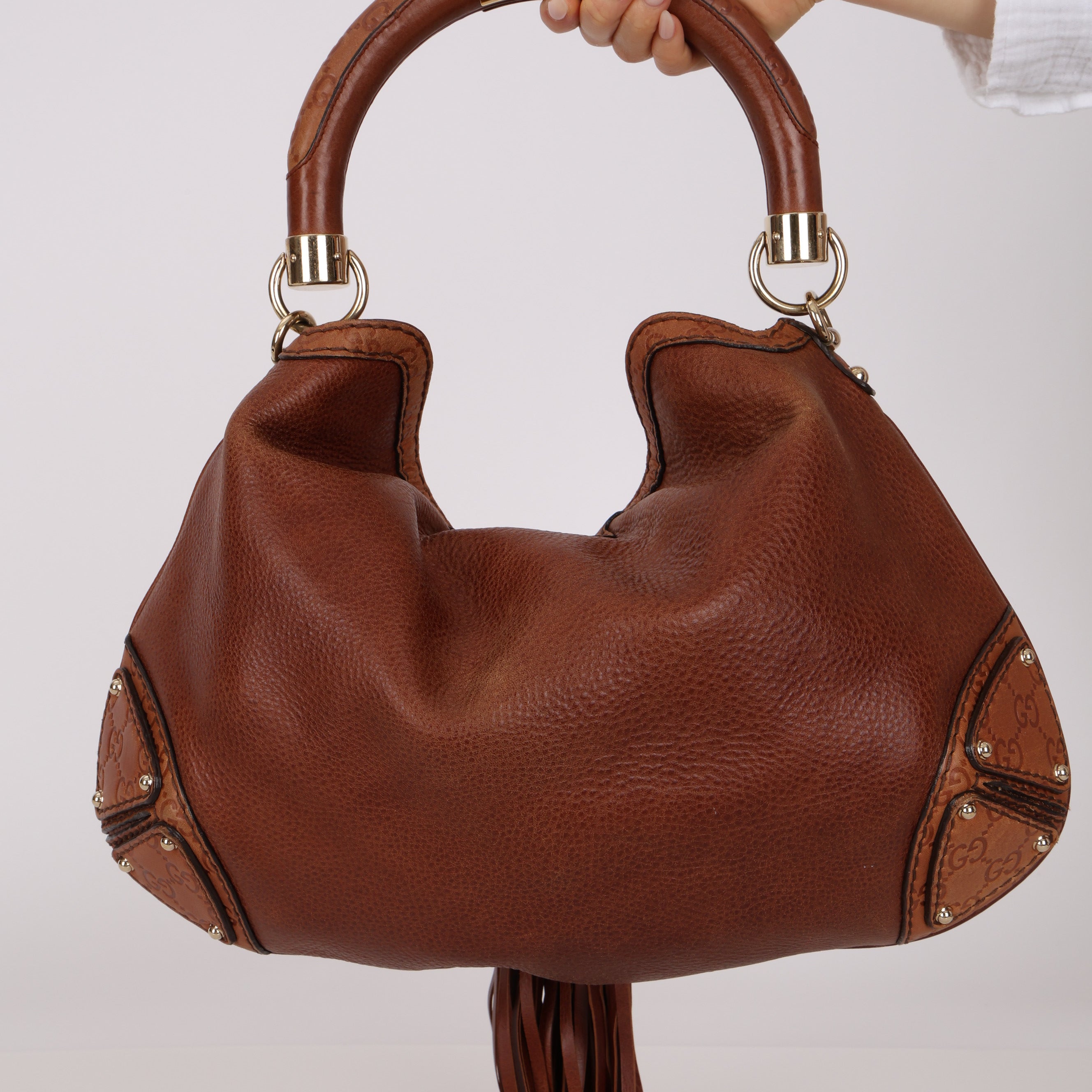 Gucci Brown Leather Babouska Indy Hobo