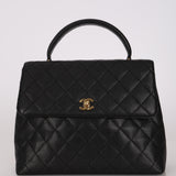 Chanel 1993 Caviar Jumbo Kelly Top Handle 24K GP