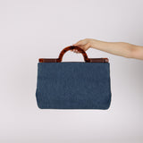Chanel 1998 CC Denim Tortoise Handle Tote