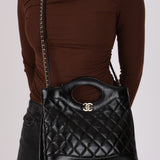 Chanel Mini 31 Shopping Bag Black Shiny Crinkled Calfskin 2024 GHW