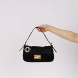 Ultra-Rare Fendi Satin Butterfly Embroidered Baguette Bag with Alligator Trim