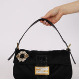 Ultra-Rare Fendi Satin Butterfly Embroidered Baguette Bag with Alligator Trim