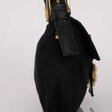 Ultra-Rare Fendi Satin Butterfly Embroidered Baguette Bag with Alligator Trim