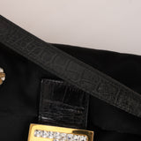 Ultra-Rare Fendi Satin Butterfly Embroidered Baguette Bag with Alligator Trim