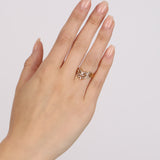 Vintage 1980s 18K Yellow Gold and Diamond Ridged Ring, Size US 6.25