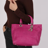 Christian Dior 2008 Fuchsia Woven Cannage Soft Lady Dior Shopping Tote