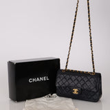 Chanel 1993 Navy Lambskin Small Classic Double Flap Bag 24K GP