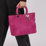 Christian Dior 2008 Fuchsia Woven Cannage Soft Lady Dior Shopping Tote