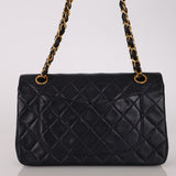 Chanel 1993 Navy Lambskin Small Classic Double Flap Bag 24K GP
