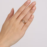 Vintage 1980s 18K Yellow Gold and Diamond Ridged Ring, Size US 6.25