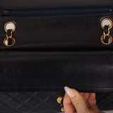 Chanel 1993 Navy Lambskin Small Classic Double Flap Bag 24K GP