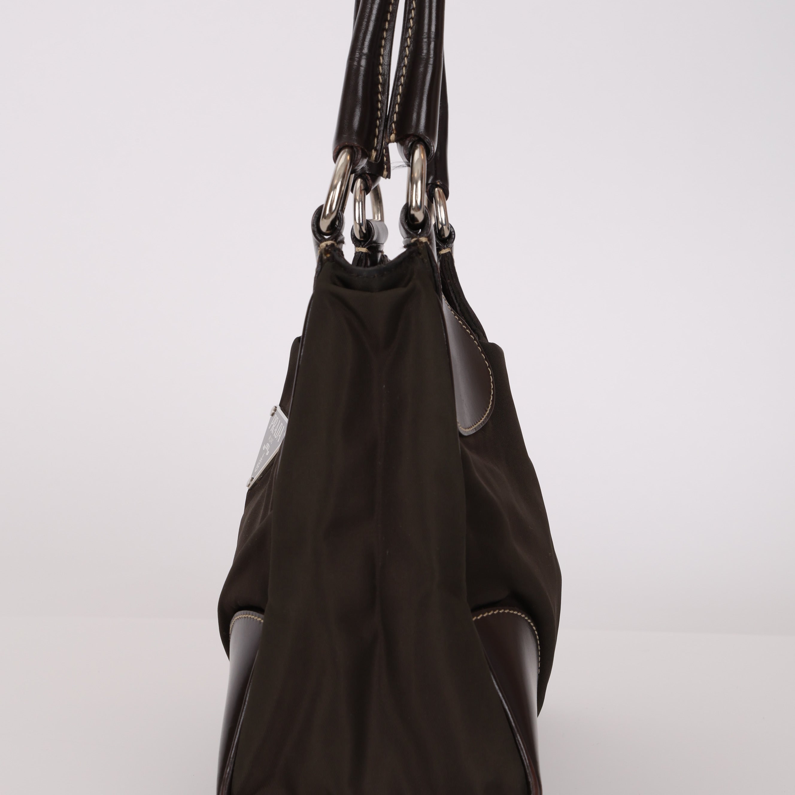 Vintage Prada 2002 Chocolate Tessuto Moon Bag