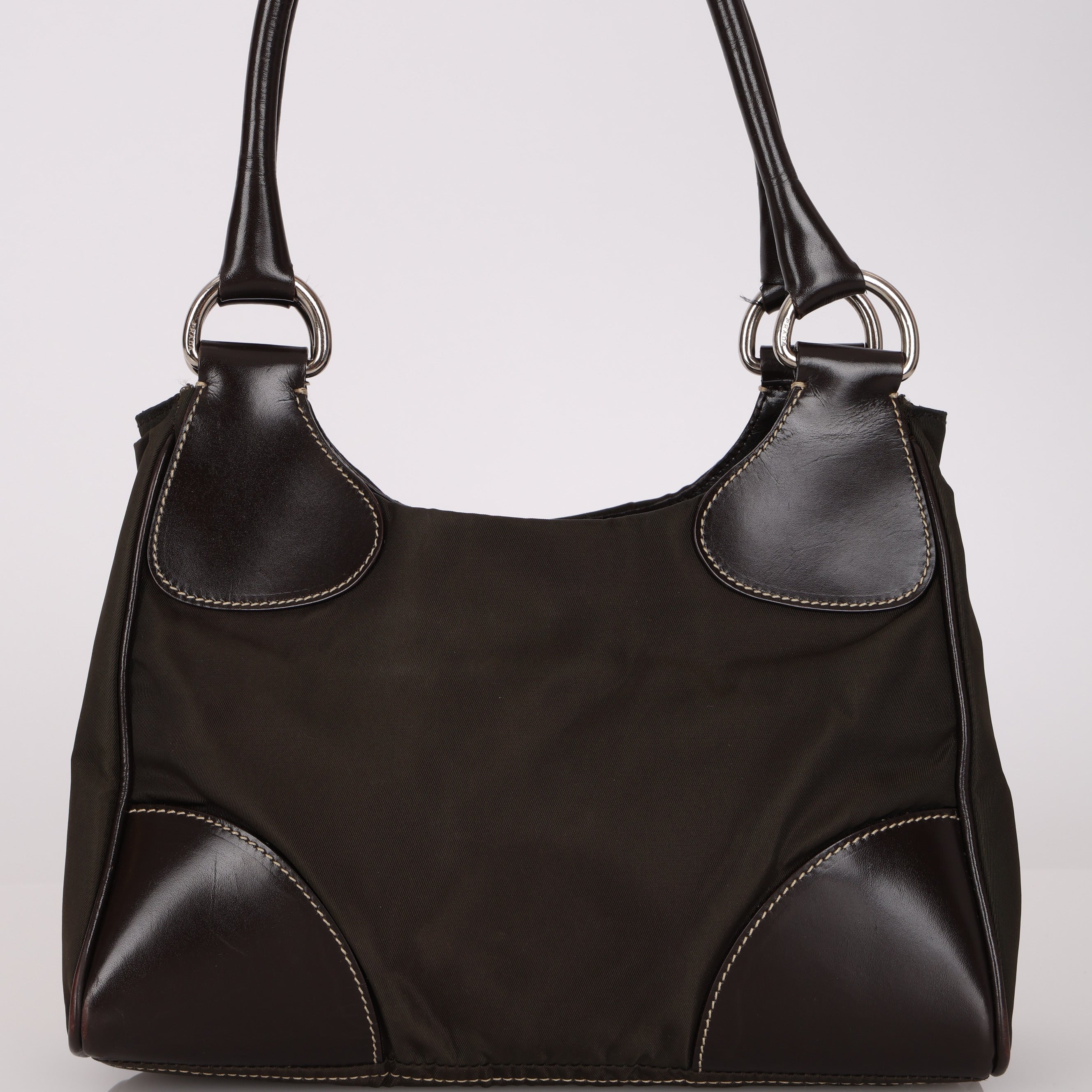 Vintage Prada 2002 Chocolate Tessuto Moon Bag
