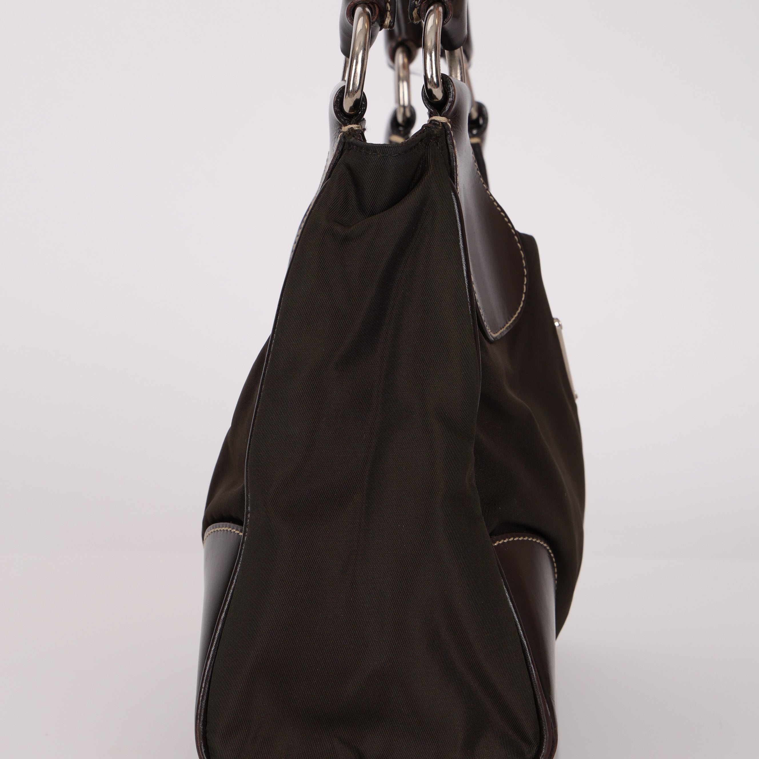 Vintage Prada 2002 Chocolate Tessuto Moon Bag