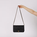 Chanel 2009 Black Lambskin Turnlock Full Flap Bag GHW