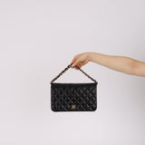 Chanel 2009 Black Lambskin Turnlock Full Flap Bag GHW