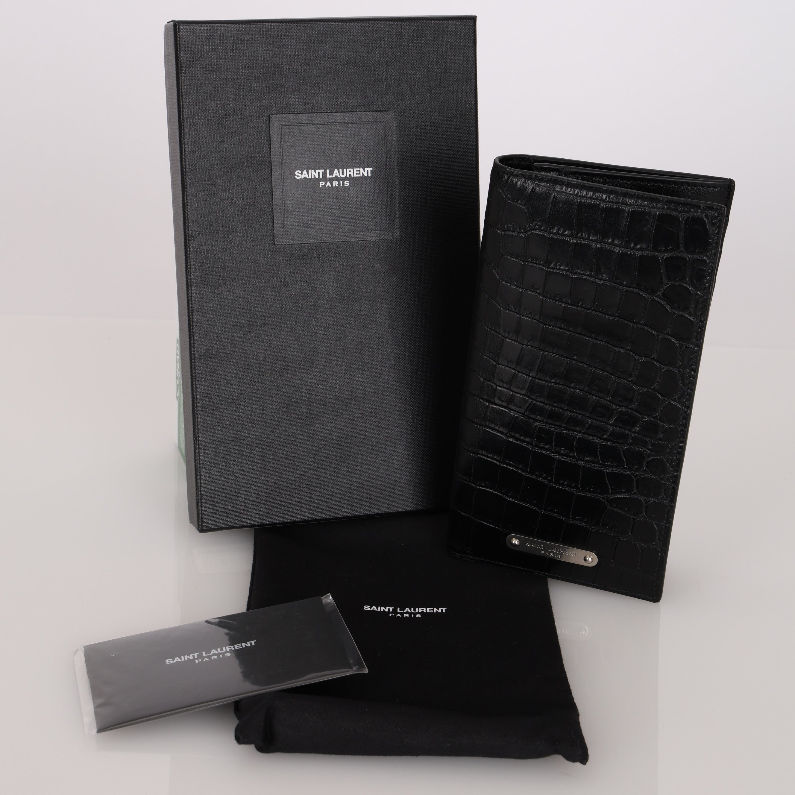 Saint Laurent Homme Croc Embossed Yen Wallet