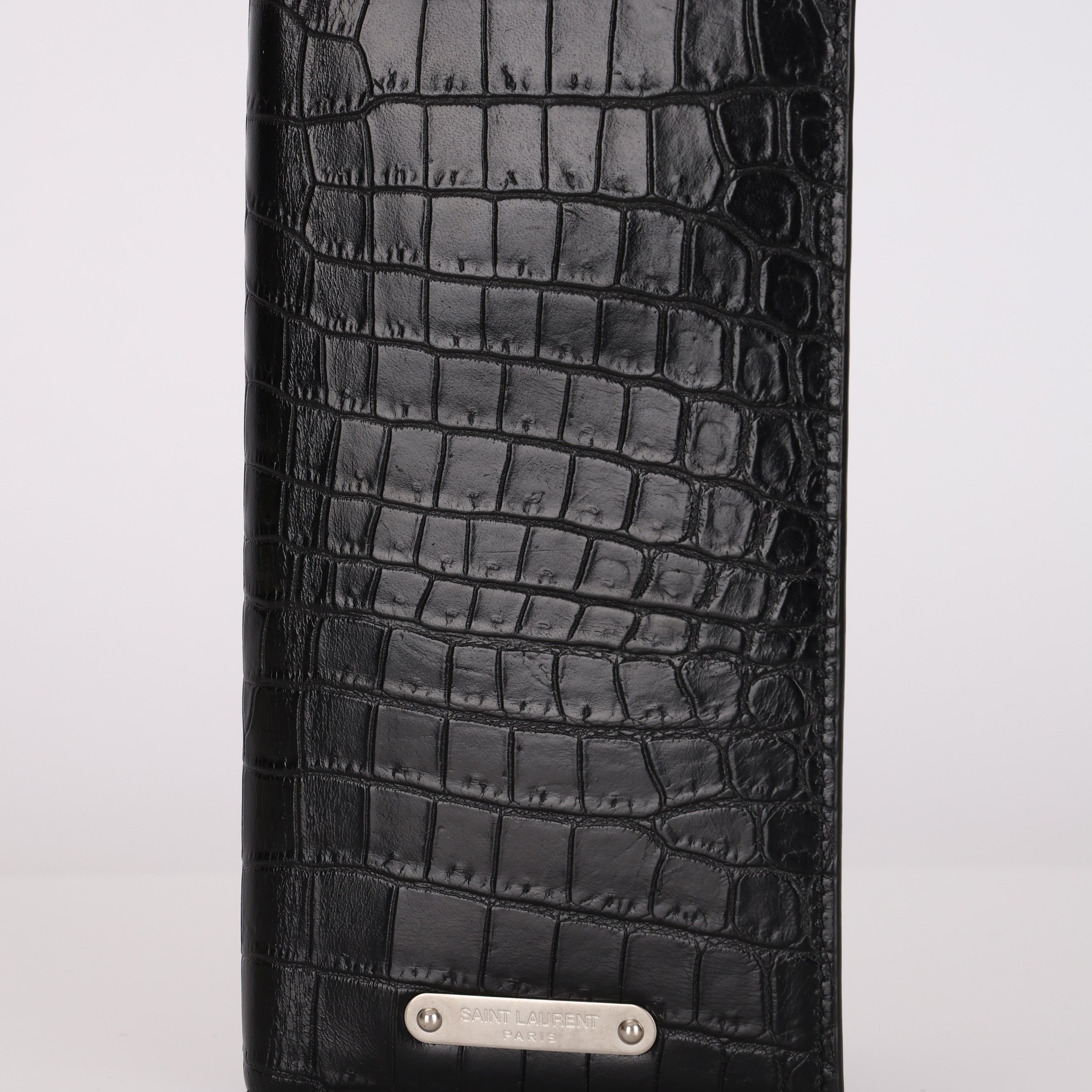 Saint Laurent Homme Croc Embossed Yen Wallet