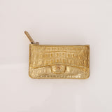 Chanel 2019 Metallic Gold Croc Embossed Zippy Classic Flap Card Holder