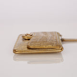 Chanel 2019 Metallic Gold Croc Embossed Zippy Classic Flap Card Holder