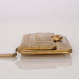 Chanel 2019 Metallic Gold Croc Embossed Zippy Classic Flap Card Holder