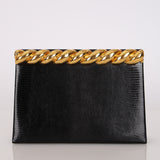 Rare Yves Saint Laurent Lizard Embossed Black Leather Clutch Bag