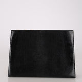 Rare Yves Saint Laurent Lizard Embossed Black Leather Clutch Bag