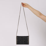 Rare Chanel 2016 Lambskin Chocolate Bar Piercing CC Studded Mini Full Flap