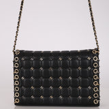 Rare Chanel 2016 Lambskin Chocolate Bar Piercing CC Studded Mini Full Flap