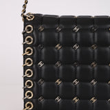 Rare Chanel 2016 Lambskin Chocolate Bar Piercing CC Studded Mini Full Flap