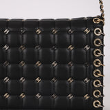 Rare Chanel 2016 Lambskin Chocolate Bar Piercing CC Studded Mini Full Flap