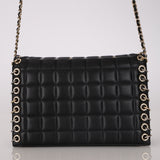 Rare Chanel 2016 Lambskin Chocolate Bar Piercing CC Studded Mini Full Flap