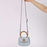 Gucci Baby Blue Python Embossed Leather 1947 Mini Bamboo Top Handle