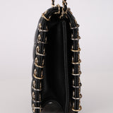 Rare Chanel 2016 Lambskin Chocolate Bar Piercing CC Studded Mini Full Flap