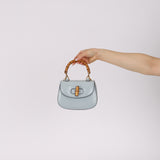 Gucci Baby Blue Python Embossed Leather 1947 Mini Bamboo Top Handle
