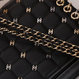 Rare Chanel 2016 Lambskin Chocolate Bar Piercing CC Studded Mini Full Flap