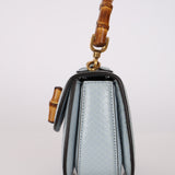 Gucci Baby Blue Python Embossed Leather 1947 Mini Bamboo Top Handle