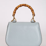 Gucci Baby Blue Python Embossed Leather 1947 Mini Bamboo Top Handle