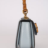 Gucci Baby Blue Python Embossed Leather 1947 Mini Bamboo Top Handle