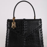 Limited Edition Yves Saint Laurent Whipstitch Crocodile Embossed Top Handle Bag