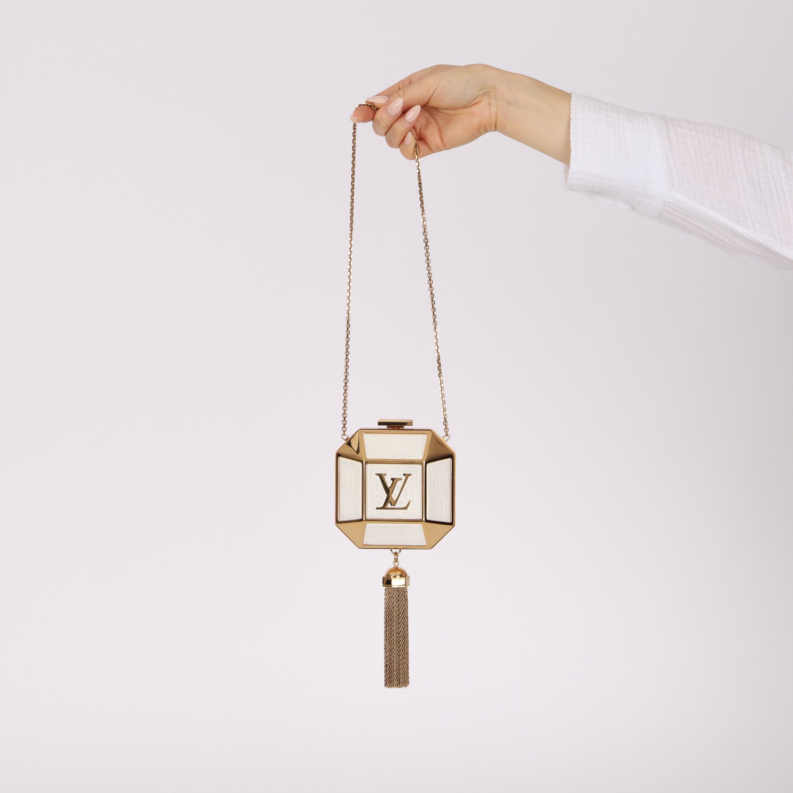 Limited Edition Louis Vuitton Alligator Minaudière Petit Bijou Clutch on Chain
