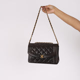 Chanel Medium Diana Black Lambskin 1996 24K GP